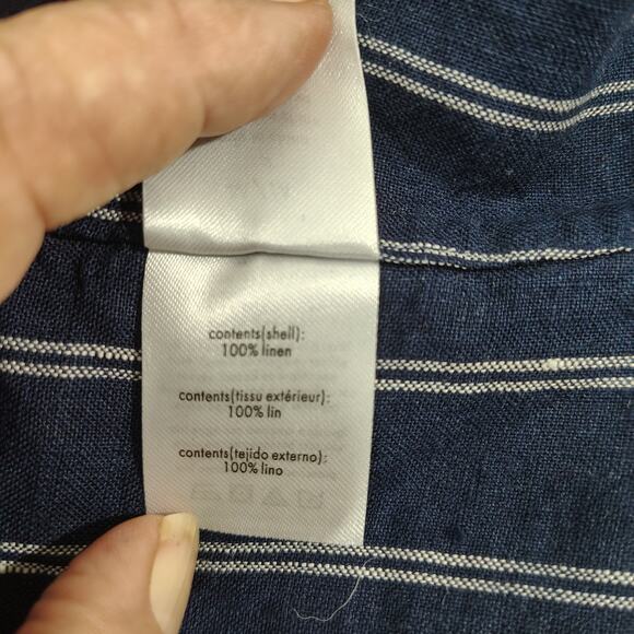 Onia Tank Top Womens Medium 100% Linen Navy Blue White Stripe Tie Open Back‎ - Picture 9 of 12